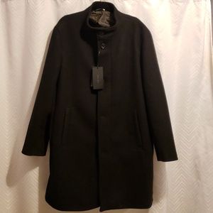 Zara Man XXL High Neck Button Zip Black Dress Coat